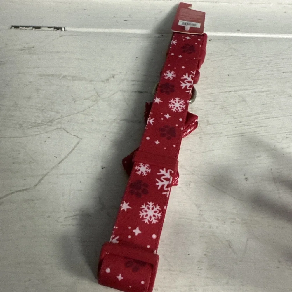 Marry & Bright Holiday Dog Collar Red Snowflake‎ Paw Print Candy Cane Size XL